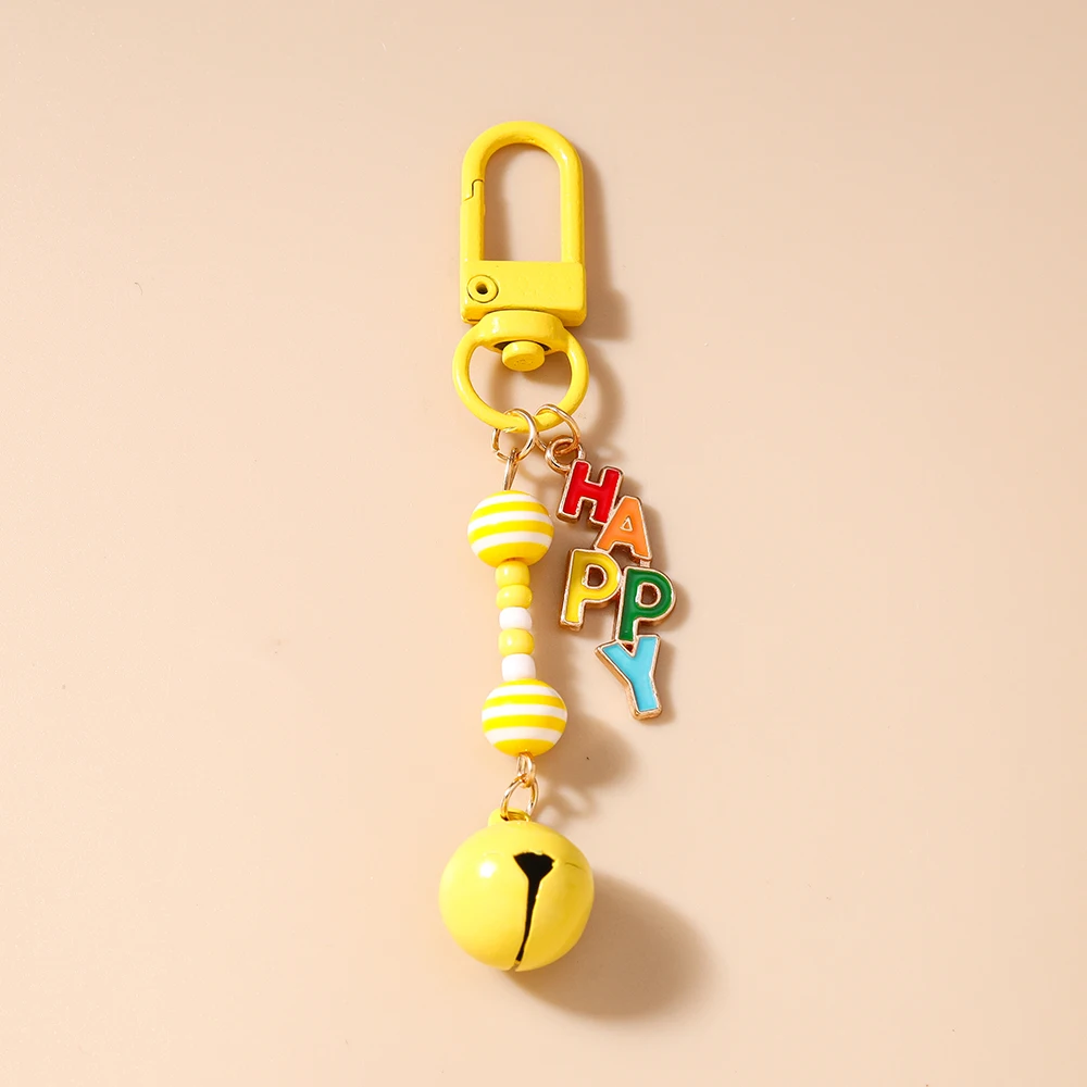 Leslie süßer schicker Happy Ring Bell Schlüsselanhänger, Bonbonfarben, süßer Mädchen-Schlüsselanhänger für Frauen, Kinder, alles Gute zum Geburtstag, Geschenke, Neujahrsschmuck – Detail 7