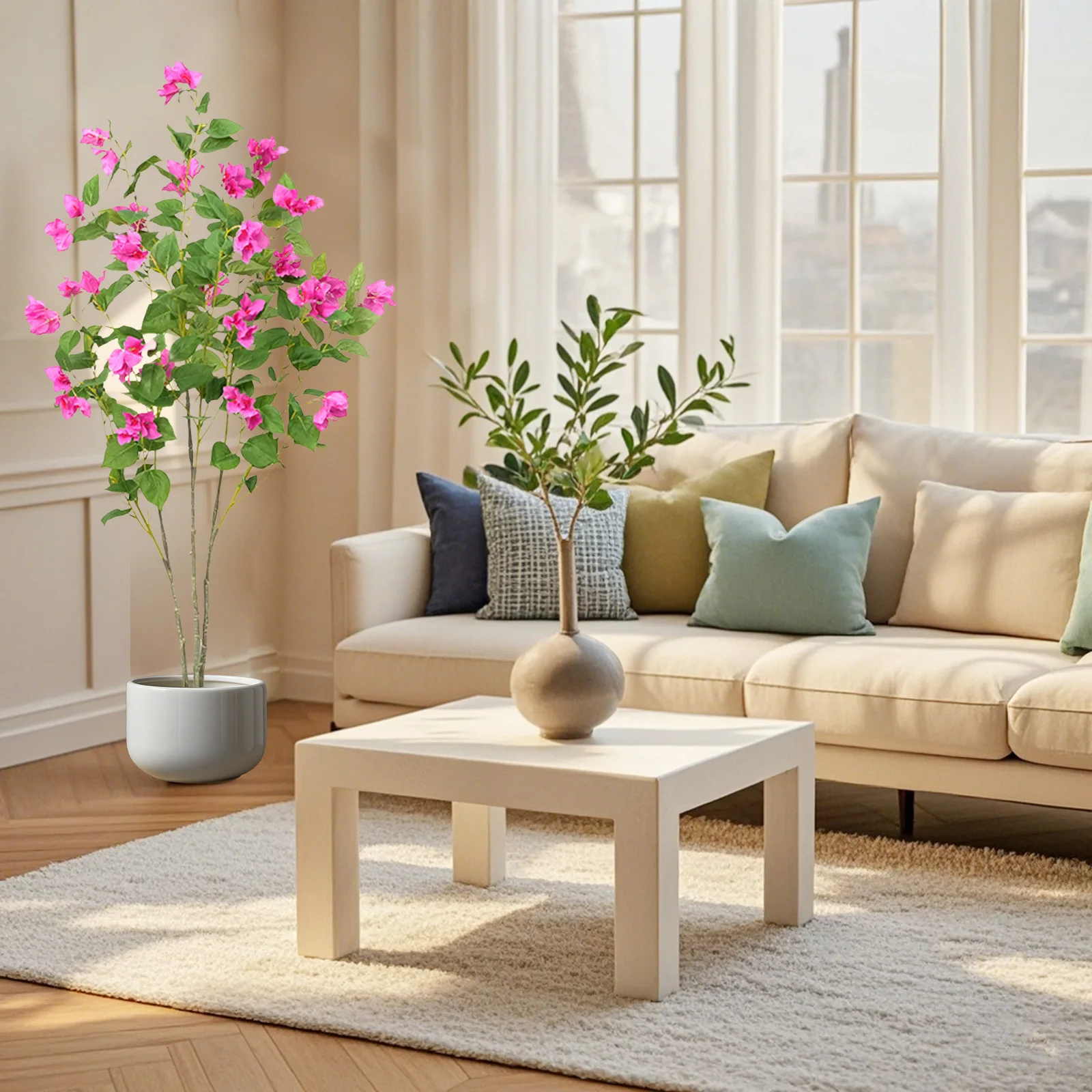 Künstlicher Baum mit fühlen sich echt an, Blätter, Bougainvillea-Blumen, Baum für Fotografie, Studio, Atmosphäre, Dekoration, Heimlandschaft – Detail 10