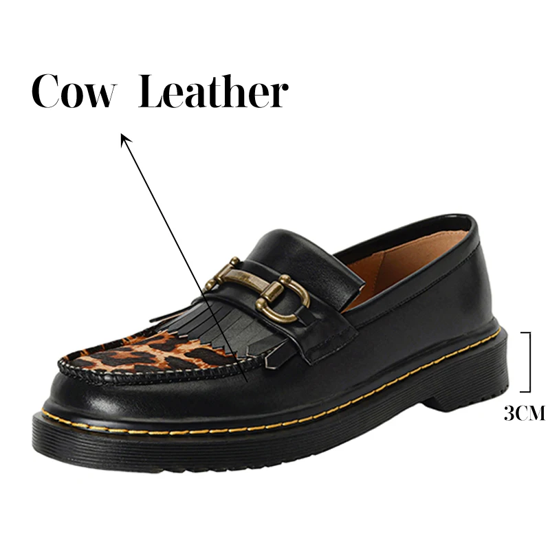 YIMIN & YUCEN 2024 New Four Seasons Deep-mouthed Women's Shoes Round Toe Low Heel Horse Hair Flat Loafer Shoes For Women L 2