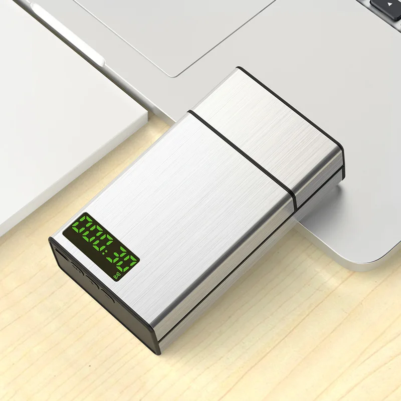Creative Metal Time Lock Box for Cigarette USB Self-discipline Smart Tobacco Case with LED Display Aided Smoking Cessation 3