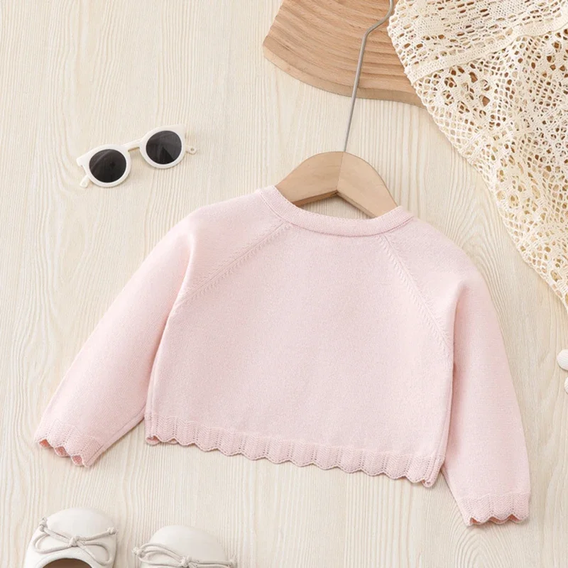 2025 신상 가을 아동 긴팔 단색 니트 가디건 스웨터 키즈 망토  여자 니트 가디건 코트