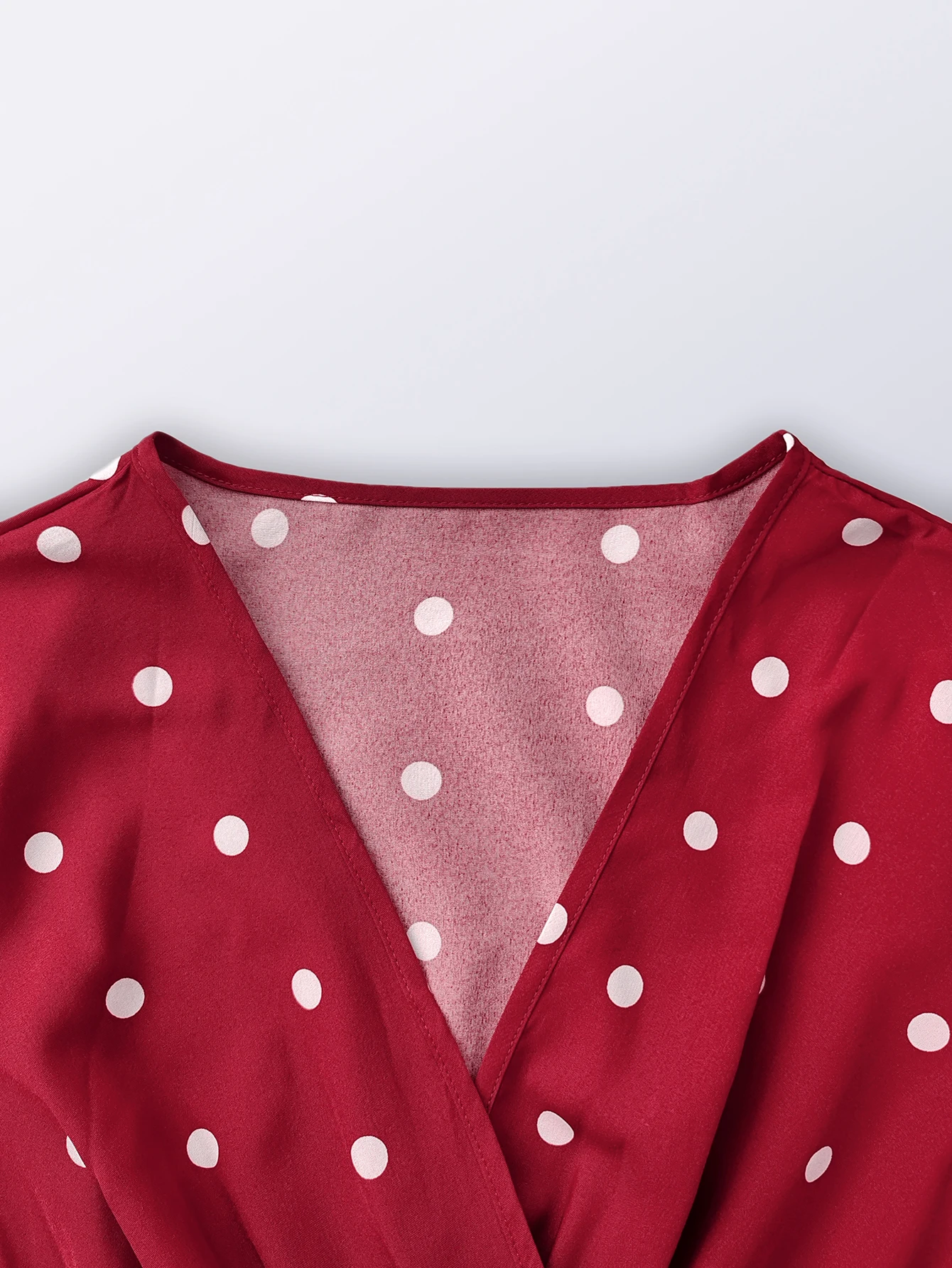 Elegant Long Sleeve Polka Dot Bridesmaid Dress