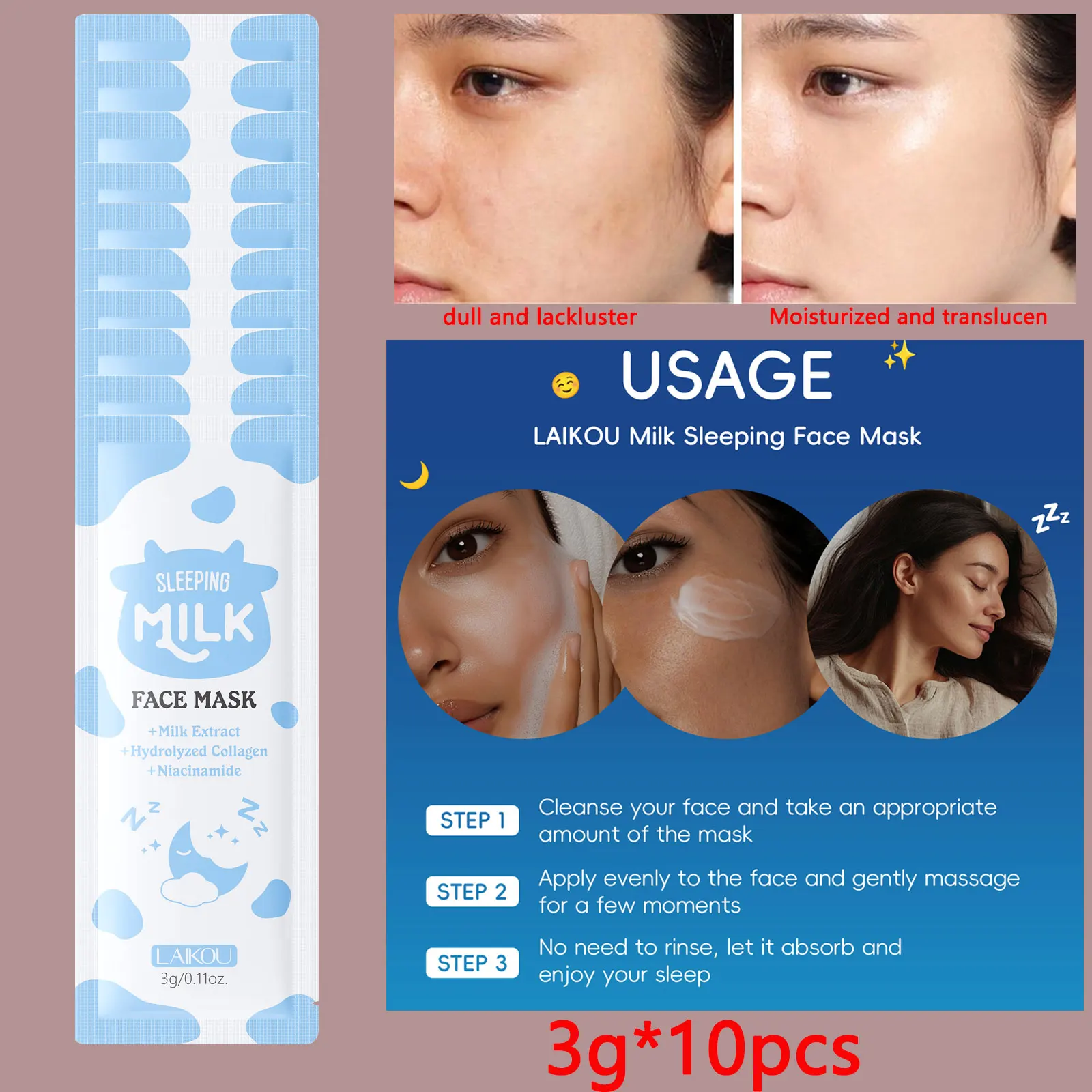 Milk Sleeping Mask Anti Aging Fade Fine Lines Firm Skin Moisturizing Brightening Smooth SkinCare Korean Cosmetics