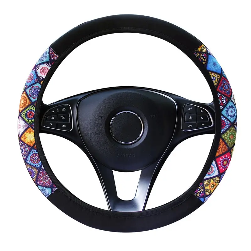 Steering Wheel Cover No Inner Ring Diving Material Elastic for Car