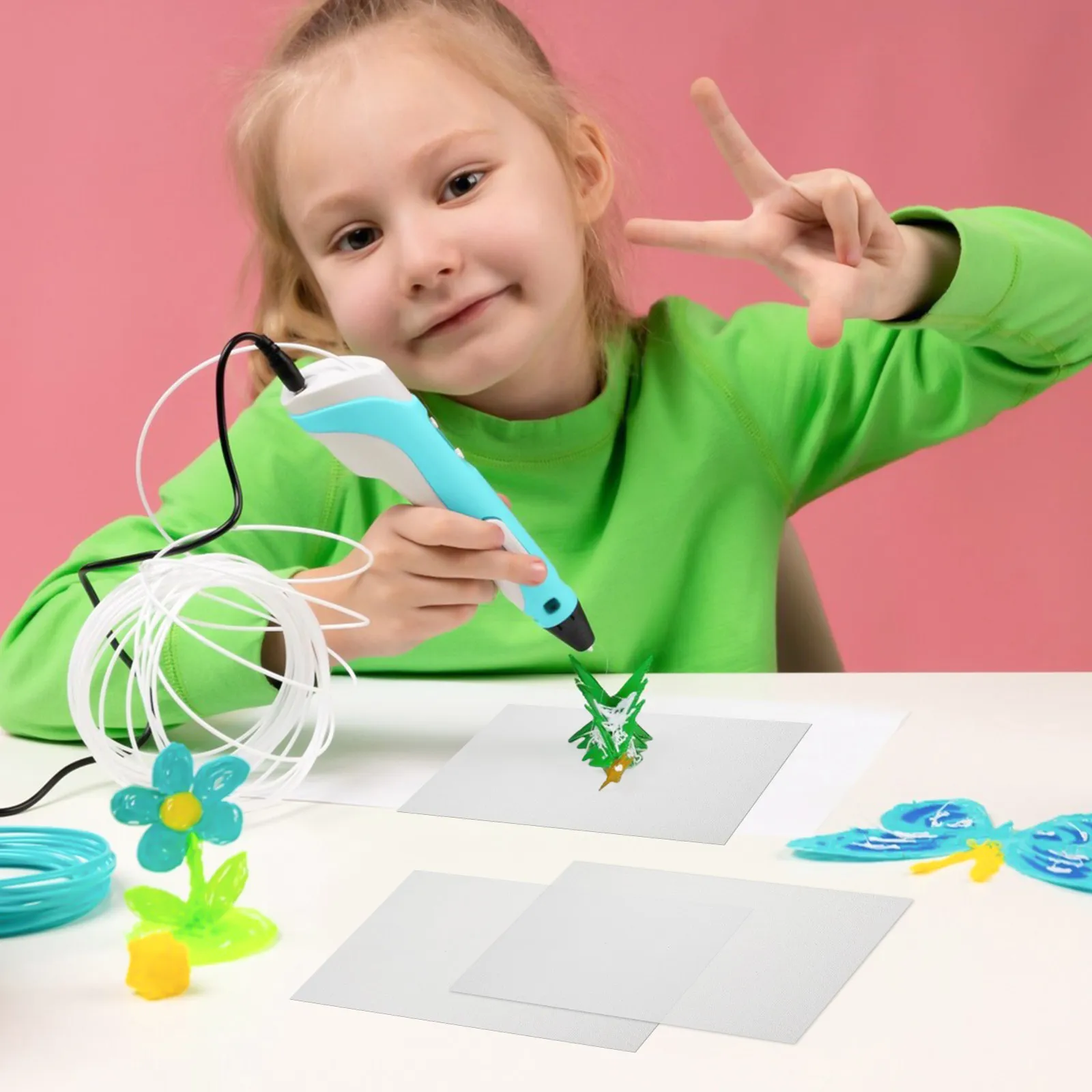5Pcs 3D 인쇄 펜 액세서리 빈 스텐실 시트 PVC 소재 절단기용 투명 템플릿 DIY 공예 프로젝트