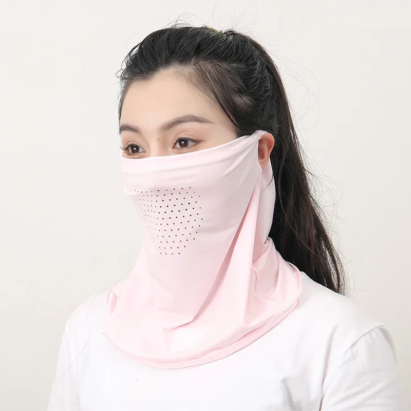 Summer Ice Silk Sunscreen Mask Scarf Outdoor Anti-mosquito Breathable Veil Mask Women Outdoor Cycling Golf Tennis Face Mask 6