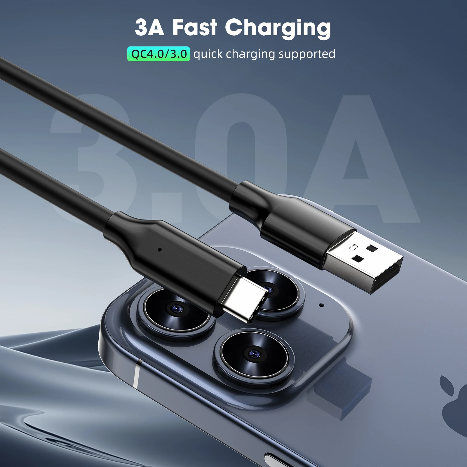 USB 3.2 A to C PD 60W 고속 충전 및 10Gbps 데이터 동기화 케이블 (모바일 하드 드라이브, 휴대폰, 노트북용)
