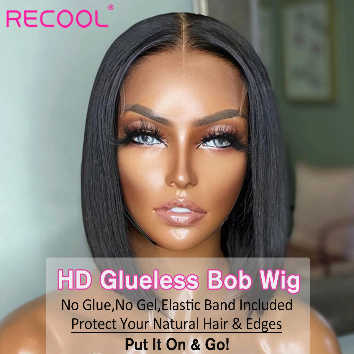 Human Hair Wig Recool Lace Front HD Lace Frontal For Women Ready To Go Short Straight Bob human hair wig,lace front wig,human hair wigs,front lace wig