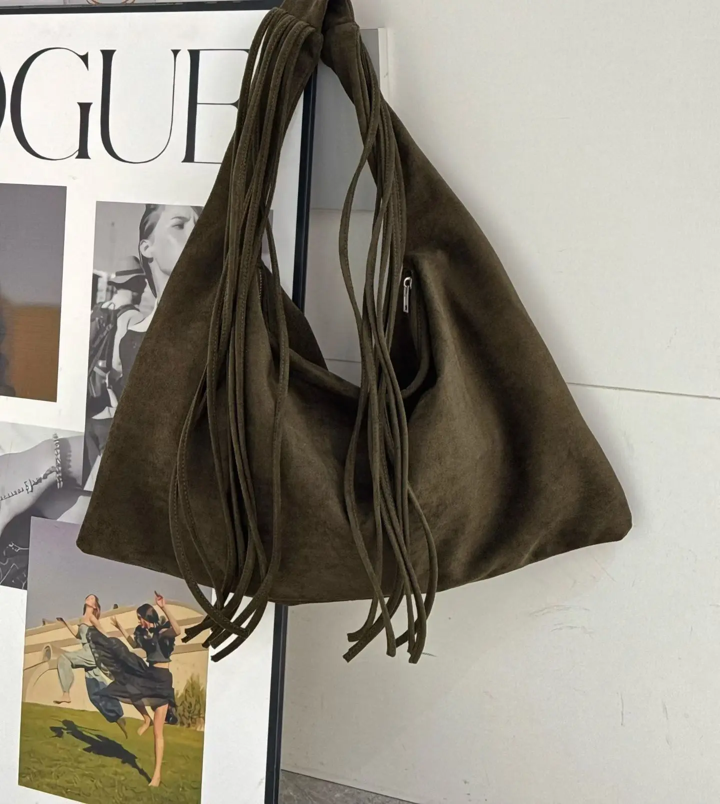 Vintage Suede New Large Capacity Women Tote Bag 2025 Autumn Winter Commute Shoulder Crossbody Bags Fashion Trend Underarm Bags