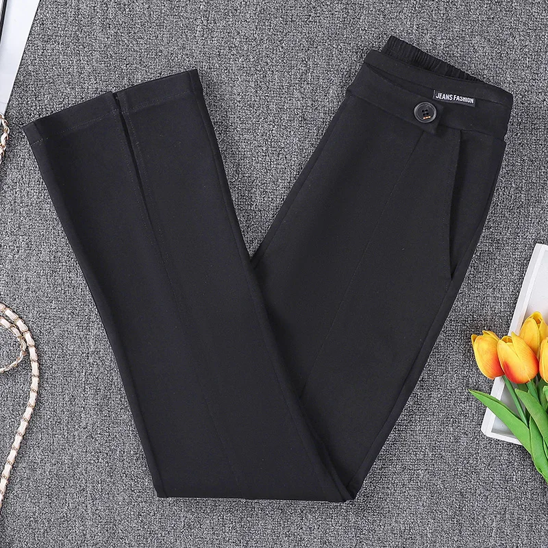 Monbeeph Flare Pants Women Front Split High Waisted Ladies Trousers 2022 Spring Summer Fashion Black Suit Trousers Hot low rise jeans Pants & Capris