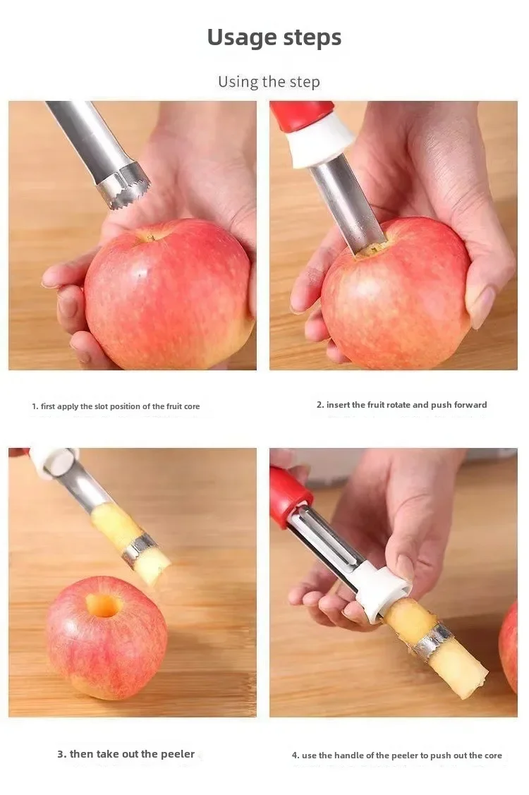 2025 New 2 in 1 Apple Peeler Telescopic Stainless Steel Apple Core Remover Fruit Corer Apple Seed Remover Kitchen Gadgets Tool