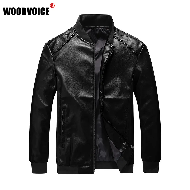 2022 New Men Leather Jackets Autumn Slim Baseball Collar Pu Jacket