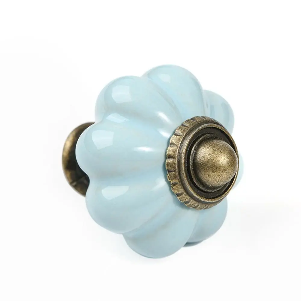 Single Hole Ceramic Pumpkin Handle Round Vintage Cabinet Knob European Style Drawer Knobs Kitchen Retro