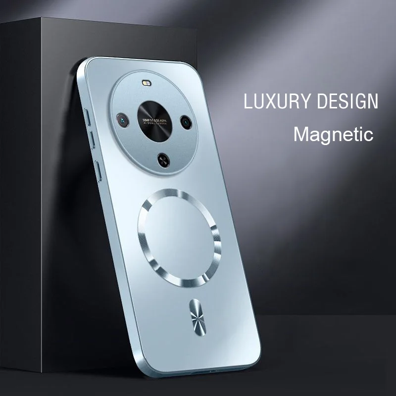 Magnetic Matte Silicone Case with Wireless Charging & Shockproof Hard Bumper