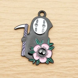 Set of 10 Black Plated Cartoon Charms for DIY Jewelry and Crafts (Style 8)