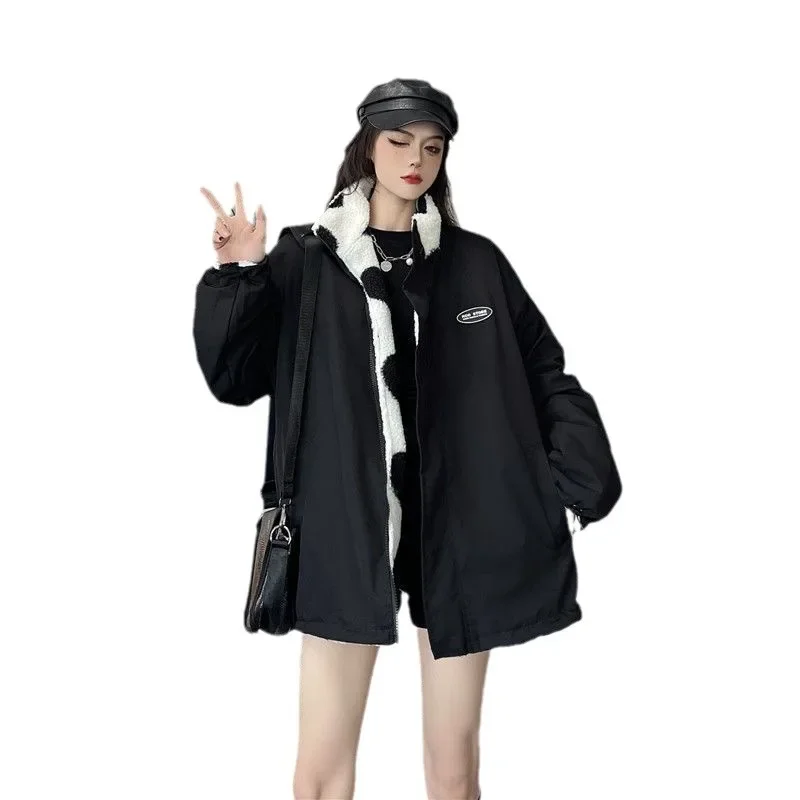 الخريف/الشتاء زوجين الوقوف طوق القطن معطف الوجهين...