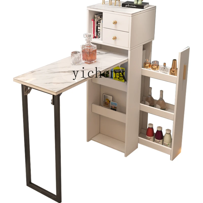 

ZC Folding Bar Table Balcony Table Wine Cabinet Sideboard Cabinet Dining Table Integrated Screen Hallway