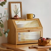 ตู้ครัวทรงสี่เหลี่ยมคางหมูไม้ไผ่สำหรับมื้ออาหารตู้เก็บของพลาสติกข้างทรงฝาปิดโครงสร้าง2ชั้น 5