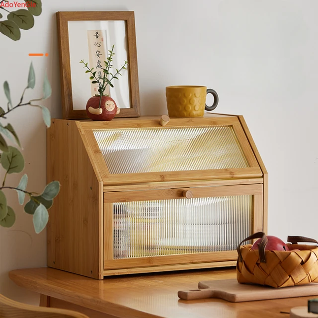 ตู้ครัวทรงสี่เหลี่ยมคางหมูไม้ไผ่สำหรับมื้ออาหารตู้เก็บของพลาสติกข้างทรงฝาปิดโครงสร้าง2ชั้น 5