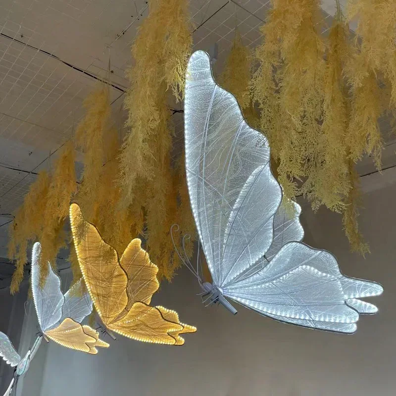 

New Wedding Ceiling Light Butterflies LED Lace Lamp Romantic Creative Hanging Butterfly Road Load Walkway on Party Stage Lights.