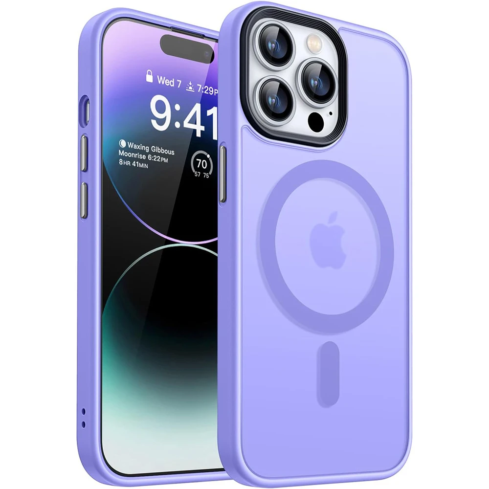 Coque magnétique antichoc de luxe pour iPhone 16, 15, 14, 13, 12 et 11 (Pro, Pro Max, Plus), compatible charge sans fil, finition mate 7