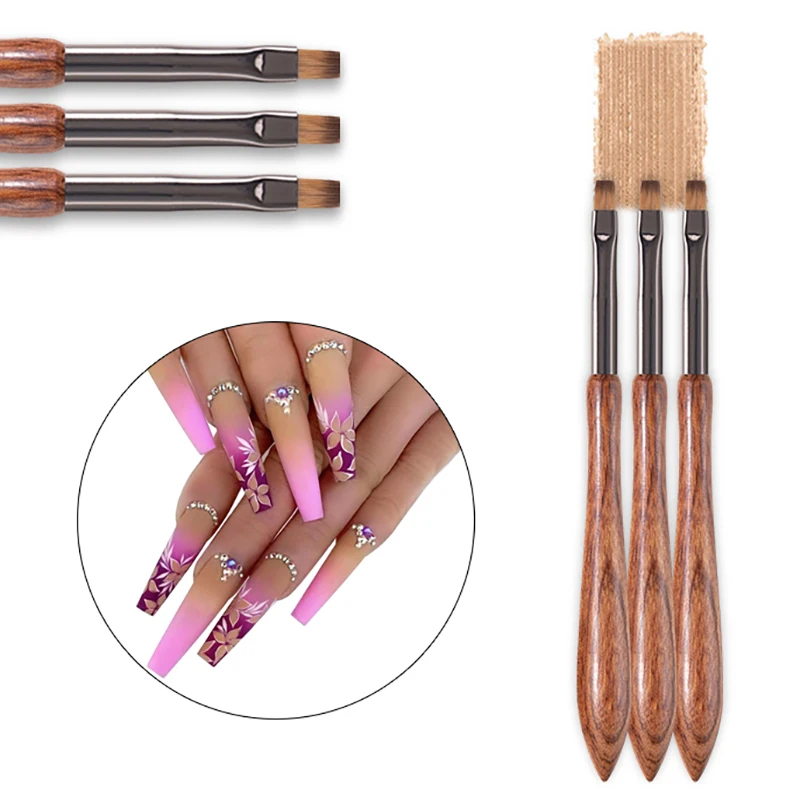 Nail Design Art Line Pen Detail Brush Wooden Handle Nail Construction Painting Brush Extension Drawing Light Therapy Pen