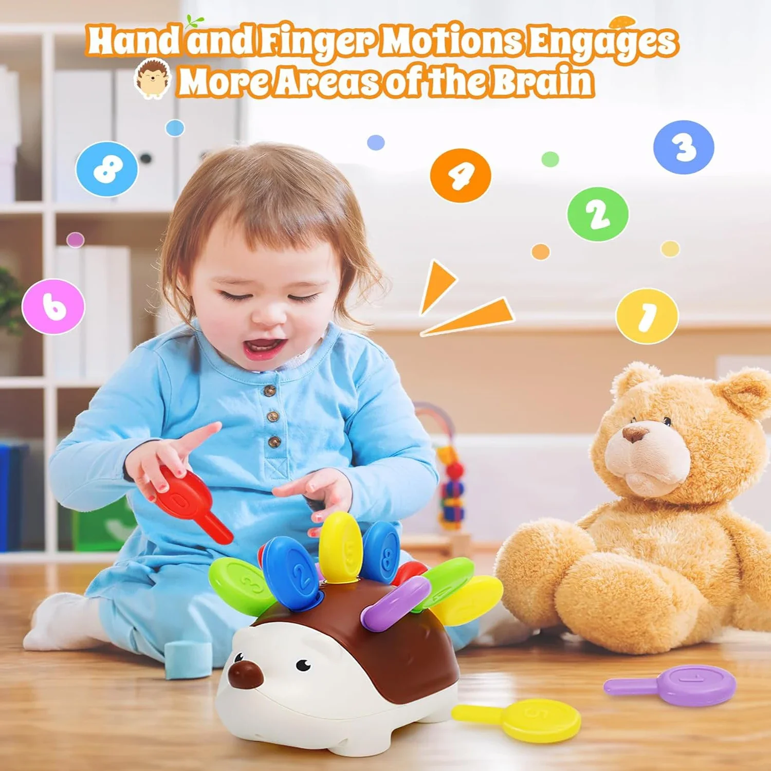 Fine Motor Hedgehog Montessori Learning Educational Counting & Sorter Toy for Toddlers