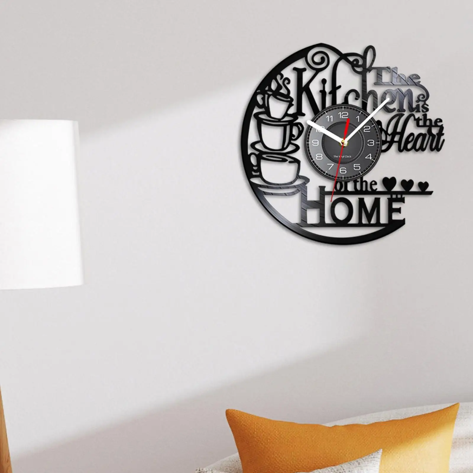 Kitchen Record Wall Clock Decorative Arabic Numeral Artwork Kitchen Heat Home