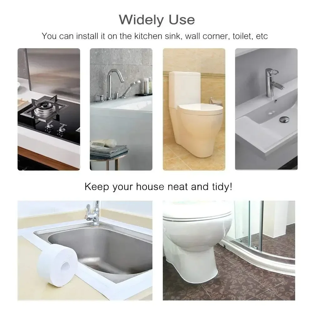 Waterproof Bathroom Shower Double Sided Tape Sink Contour Decor Cardboard Bathtub Home Decoration Kitchen Seal Strip Nano