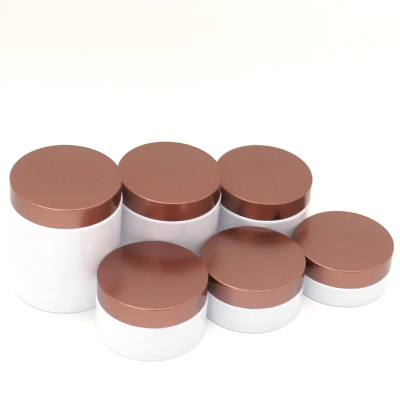 

Plastic Refill Bottles 100ml 120ml 150ml 200ml 250ml White Cosmetic Containers PET Bronze Lid Empty Wide Mouth Bottle Cream Pots