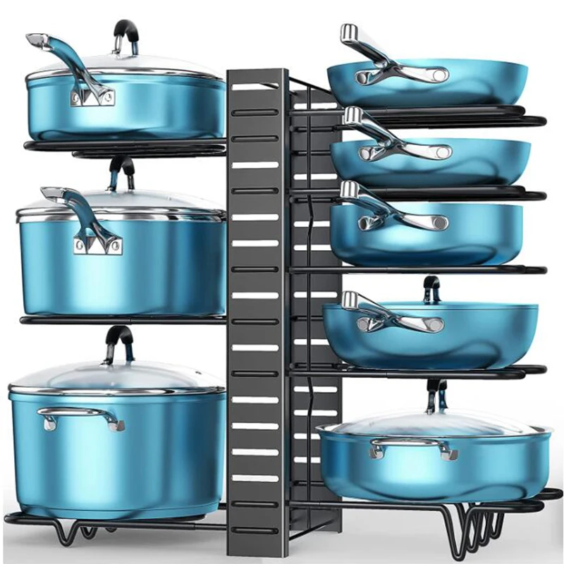 

Стойка для кастрюль, органайзер для кастрюль и сковородок на 8 ярусов, регулируемая стойка для хранения сковородок и сковородок