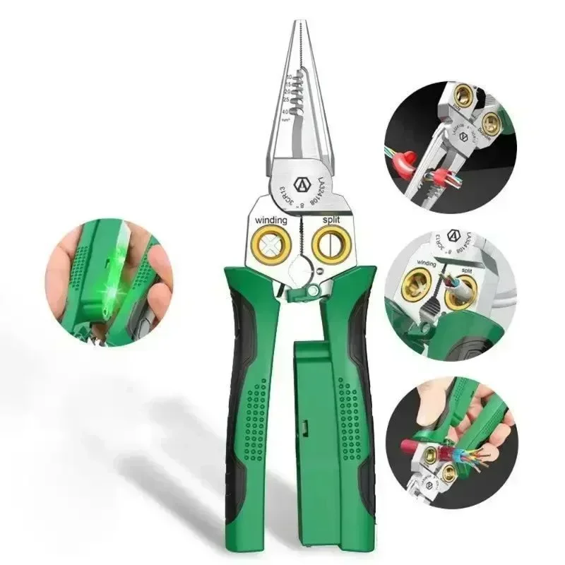 Multifunctional Wire Stripping Scissors Stainless Steel Nonslip Wire Stripping Pliers Cable Cutters Electrician Measuring Pliers 6