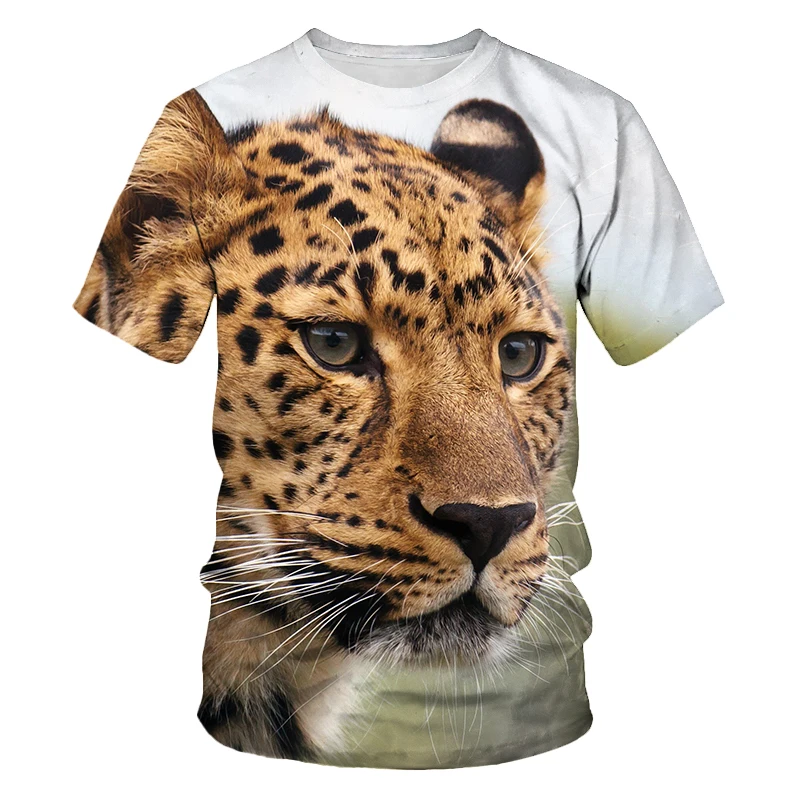 

Summer Leopard Pattern Quick-Dry Men's T-shirt Hip Hop 3D Print Personality Neck Short Sleeve Fashion Clothes