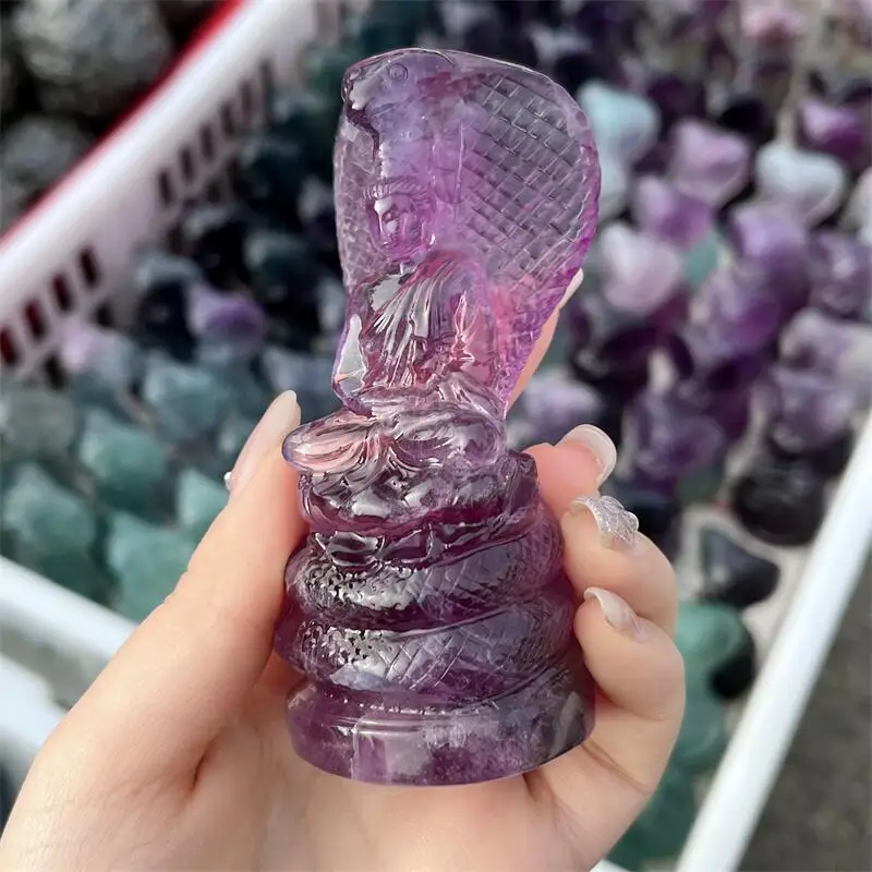 Natural Fluorite Sakyamuni Buddha Carving Polished Reiki Healing Fengshui High Quality Room Decor Energy Gift 1PCS 6