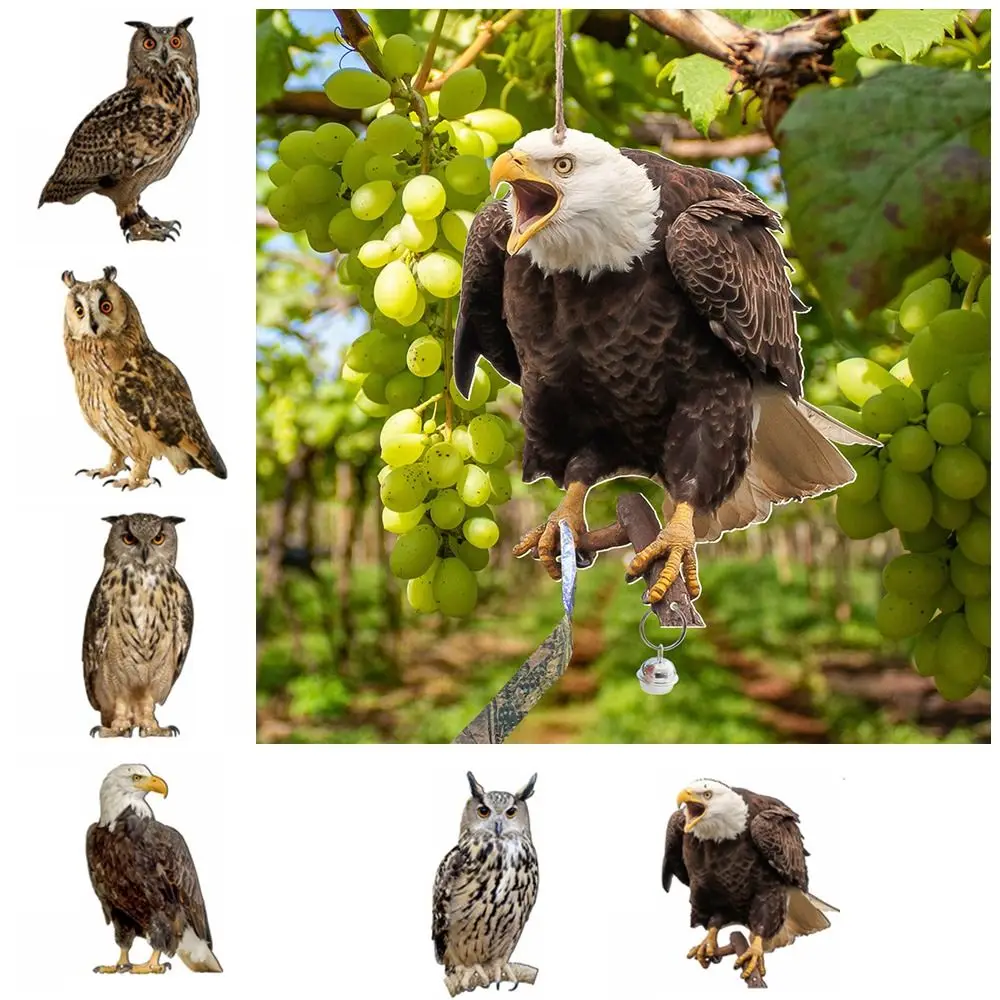 Funny Bird Repeller with Bells Waterproof Fake Owl Decoy Garden Supplies Durable CreativeFalse Animal Scare Device