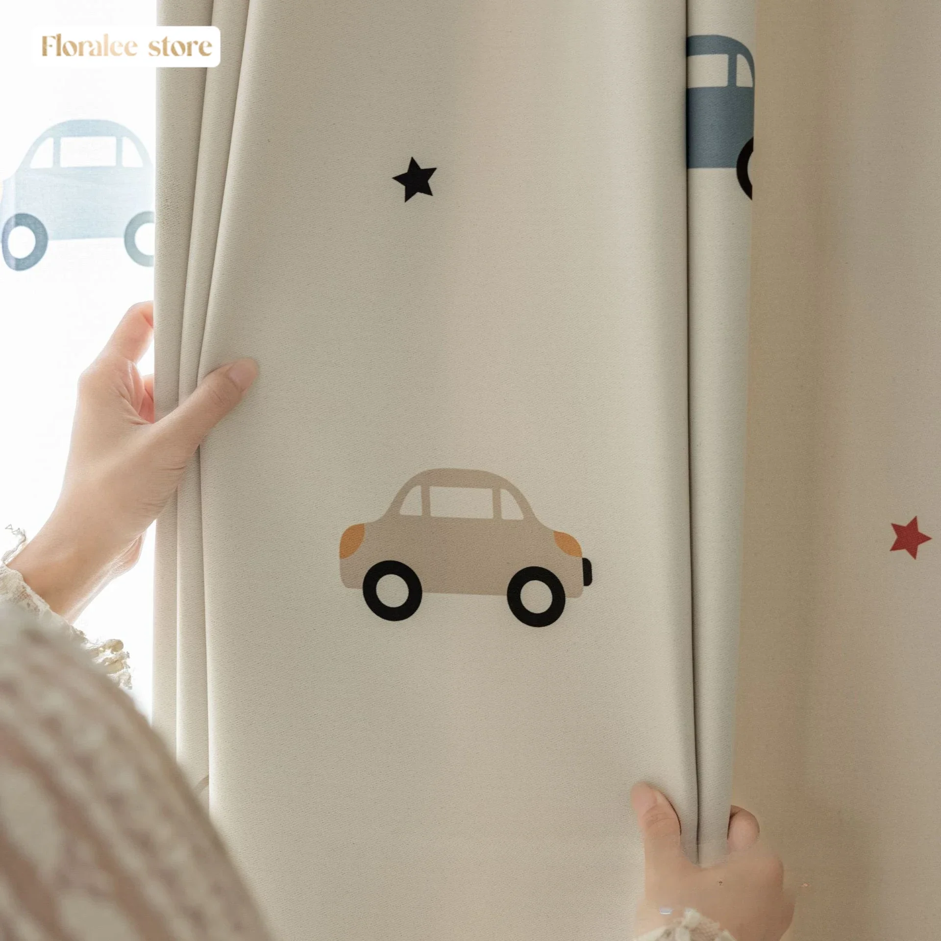 Ins Style Children's Room  Cartoon Curtains Car Bedroom Safe Curtains Blackout Curtains for Living Dining Room Bedroom Home 5