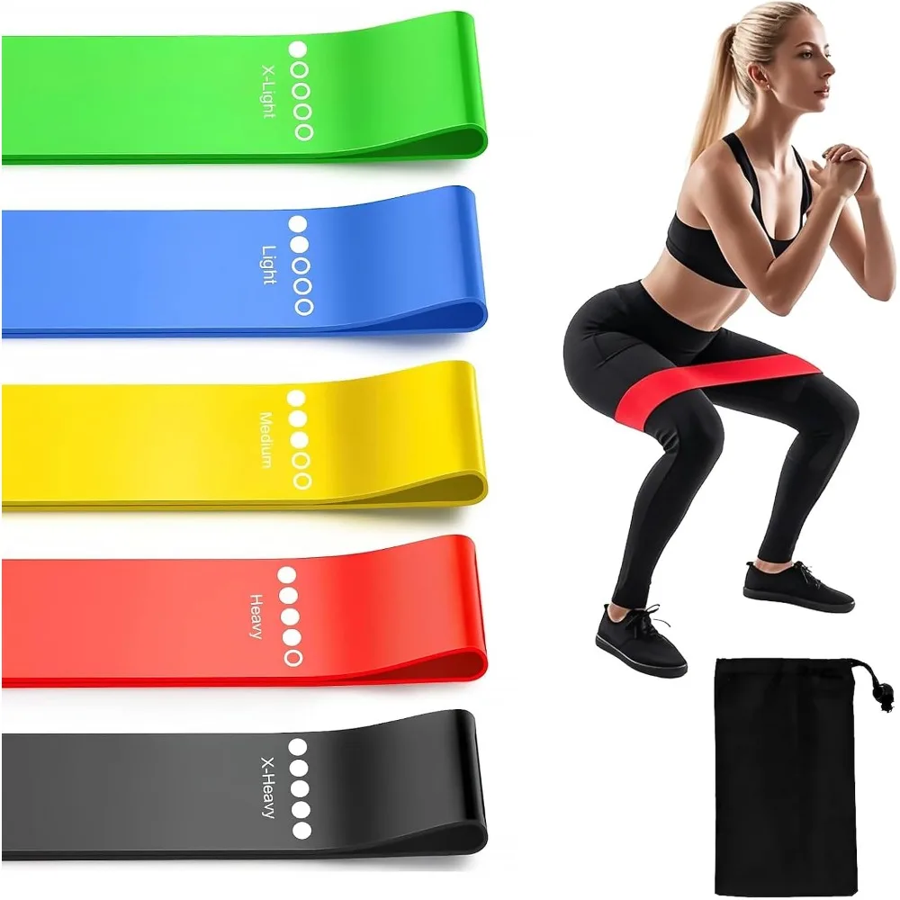 High Elasticity Resistance Bands Set for Legs Workout Hip Stretching Glute Activation Physical Therapy Exercise Fitness Yoga Pilates Home Gym Training Equipment for Women Men with Portable Carry Bag and Exercise Guide