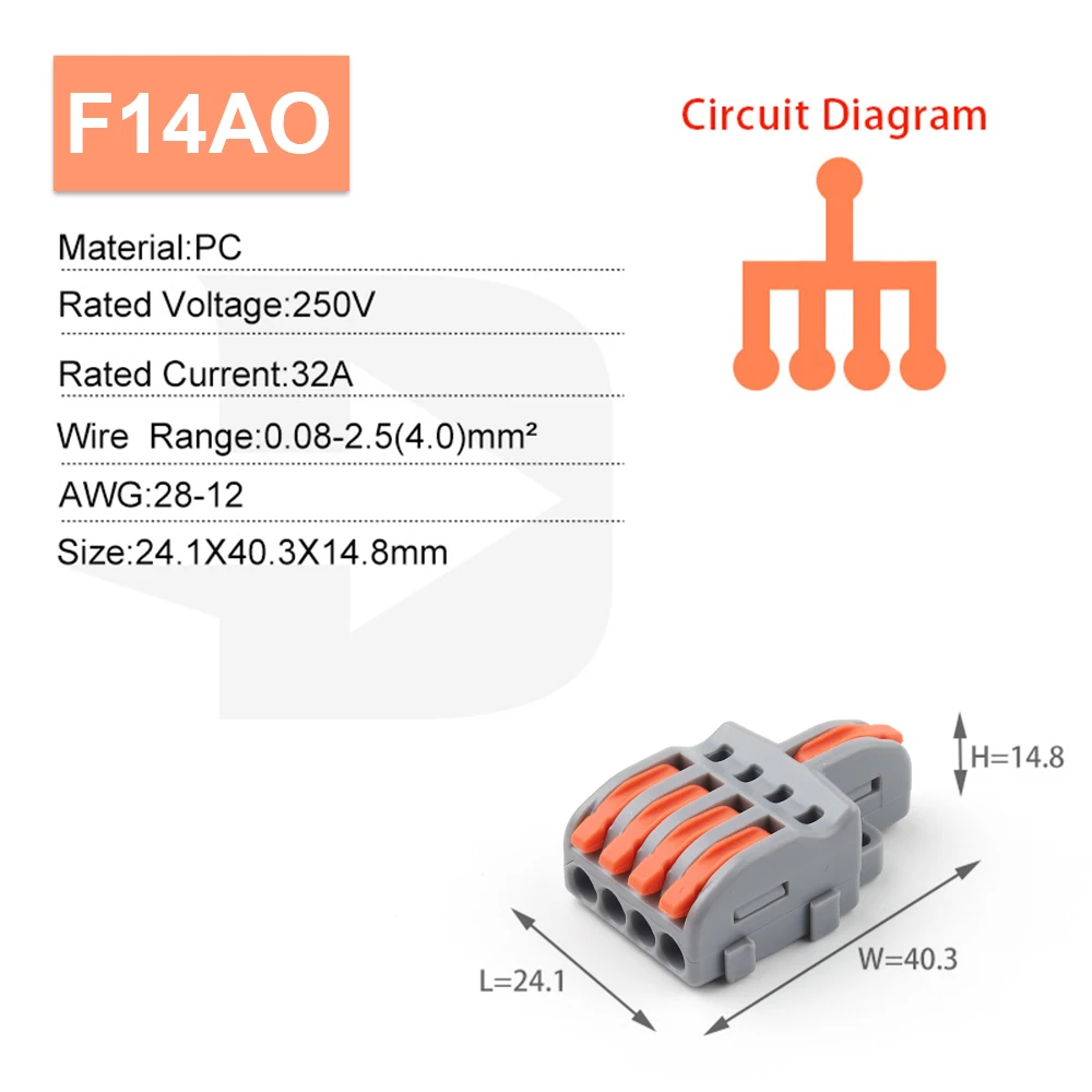10/100PCS Electrical Cable Connector 1 in Multiple out Quick Wire Terminal Block 2/3/4/5Pin Push in Lever Connectors 0.08-4.0mm2 image 13