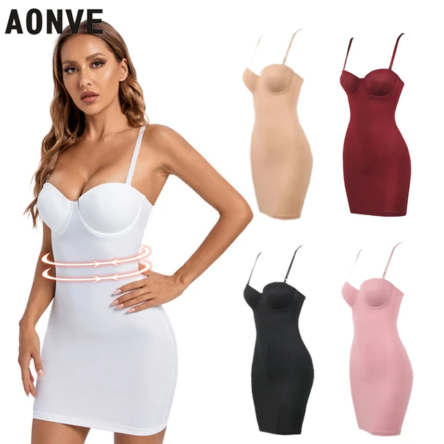 Womens Shapewear Stretch Shaper Dress Women Body Shapewear Party Control  Slips Underwear Sexy Strappy Underdress Nude Black