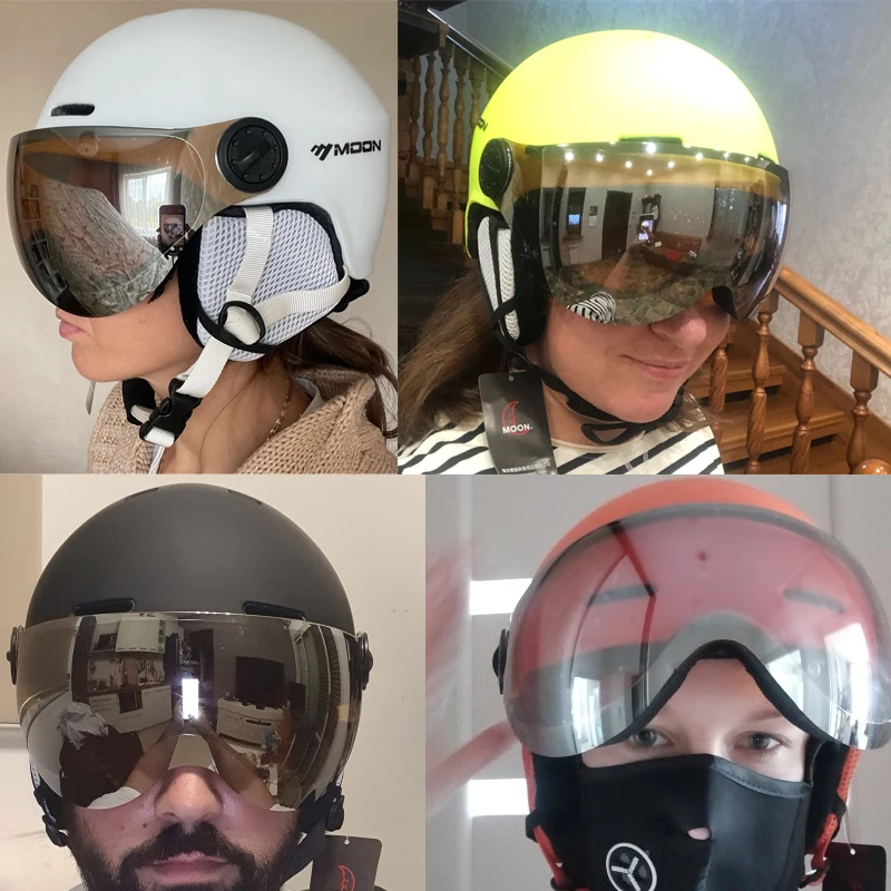 MOON Skiing Helmet Integrally-Molded PC+EPS High-Quality Ski Helmet Goggles Outdoor Sports Ski Snowboard Skateboard Helmets Mens 6