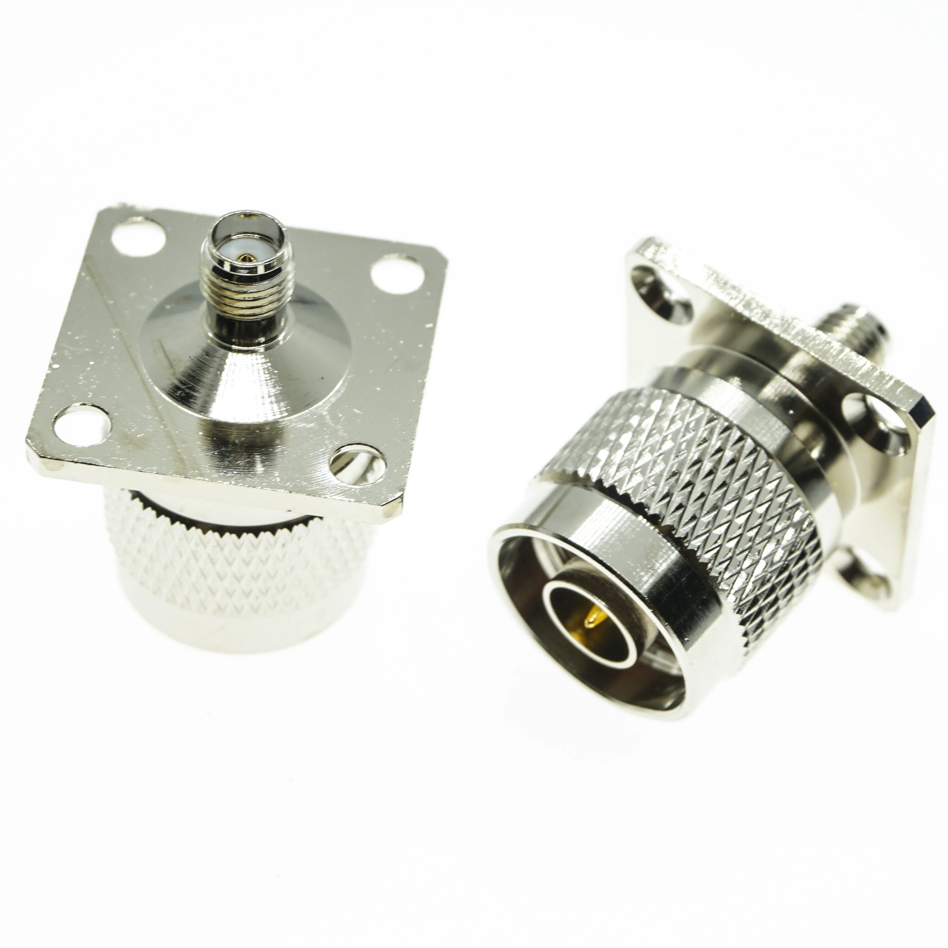 

1X Pcs N Male To SMA Female Plug 4 hole Flange Panel Mount Nickel Plated RF Connector Coaxial Adapters