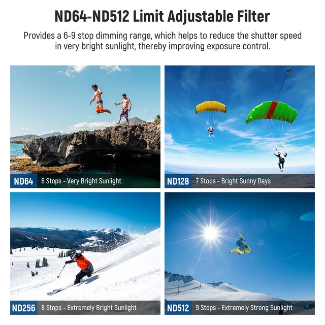thumbnail interactive-video image 1 of Neewer Variable ND Filter For GoPro Hero 9-13 – 2 To 5 Stops Light Control, Slim HD Glass 1 of 14