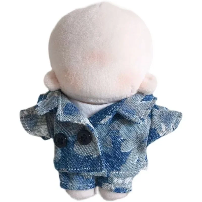 10cm chubby baby clothes cute celebrity dolls suitable for doll clothing denim sets 3
