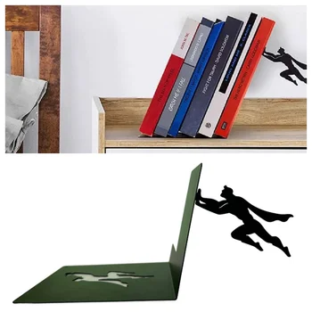 Creative Super Hero Fermalibri in metallo Figurine Desktop Office Storage Display Base in piedi Accessori per ornamenti