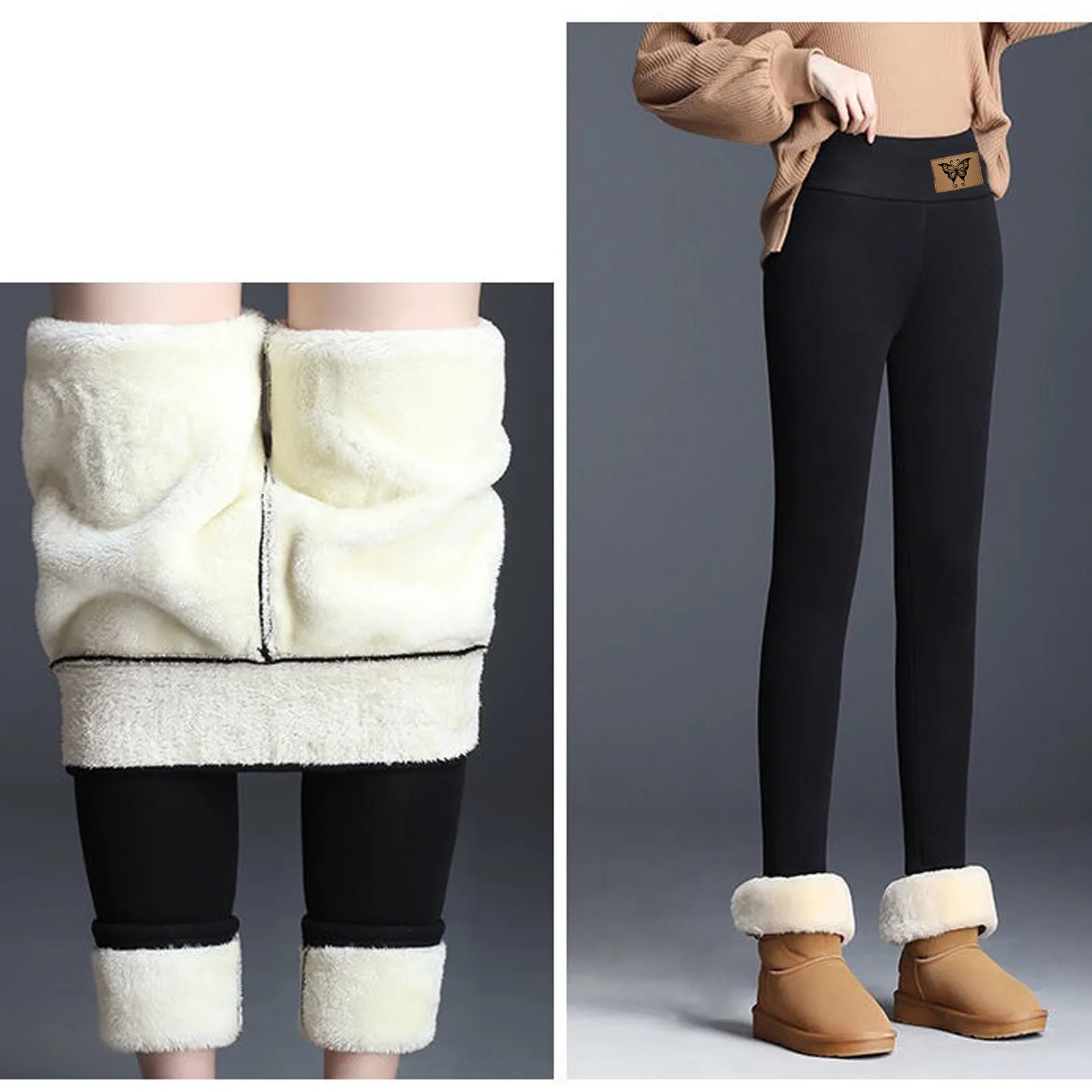 Winter Women Leggings Fleece Lined Velvet Keep Warm Pants High Waist Leggings Women Solid Comfortable Stretchy Thermal Plus Size 4
