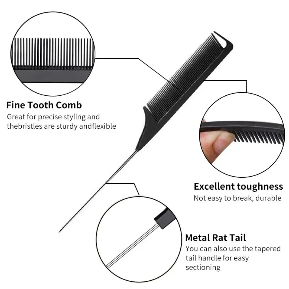 3Pcs Slick Back Hair Brush Set Bristle Hair Brush Brush Teasing Comb for Women Baby Kids Black Hair 3