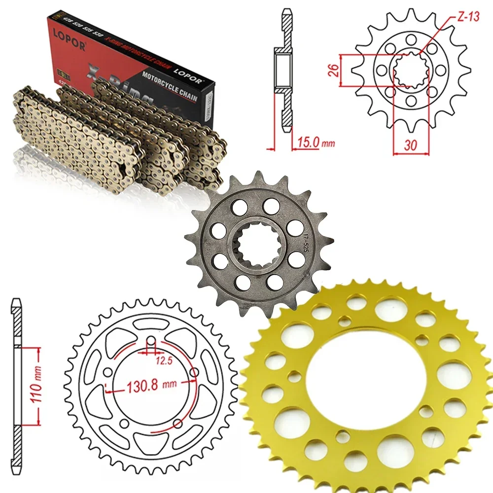 Motorcycle Front Rear Sprocket Chain Set 525 Kit For BMW S1000XR 2014- S1000R 13-20 S1000RR 2009-