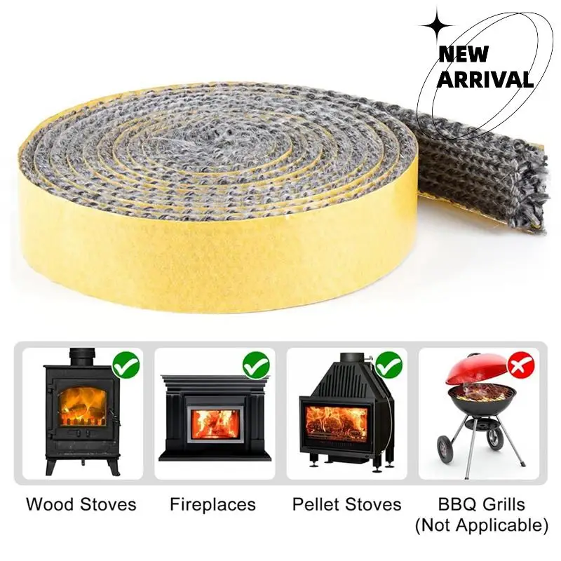 Cuerda De Sellado Para Chimenea Hasaller - Fibra De Vidrio De Alta Temperatura, 2 M De Longitud, 20 Mm Diámetro