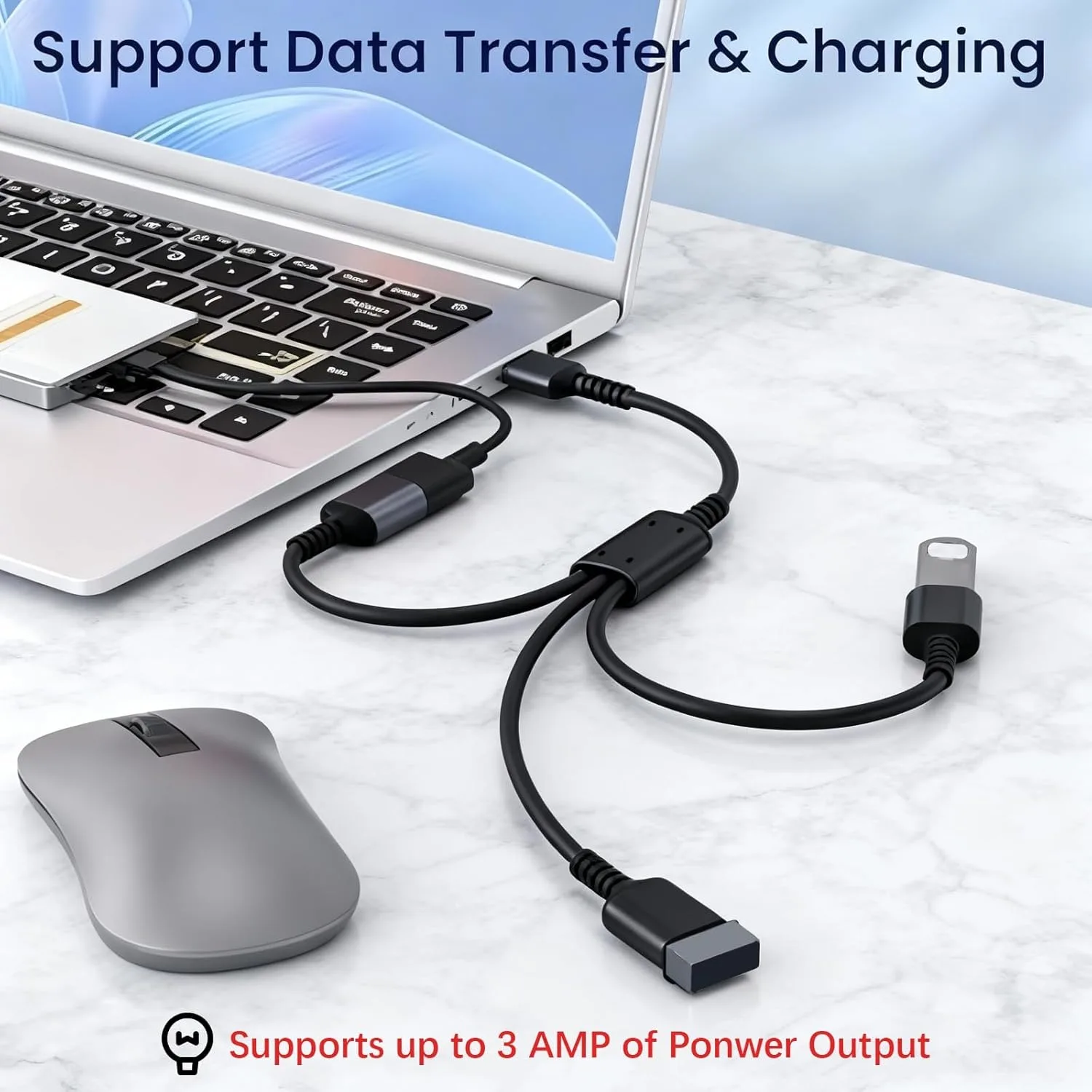 30cm USB 3 in 1 분배기 충전 케이블 USB-A 남성-3개 여성 USB 2.0 허브 (충전, 데이터 전송, 노트북/PC/키보드/마우스용)