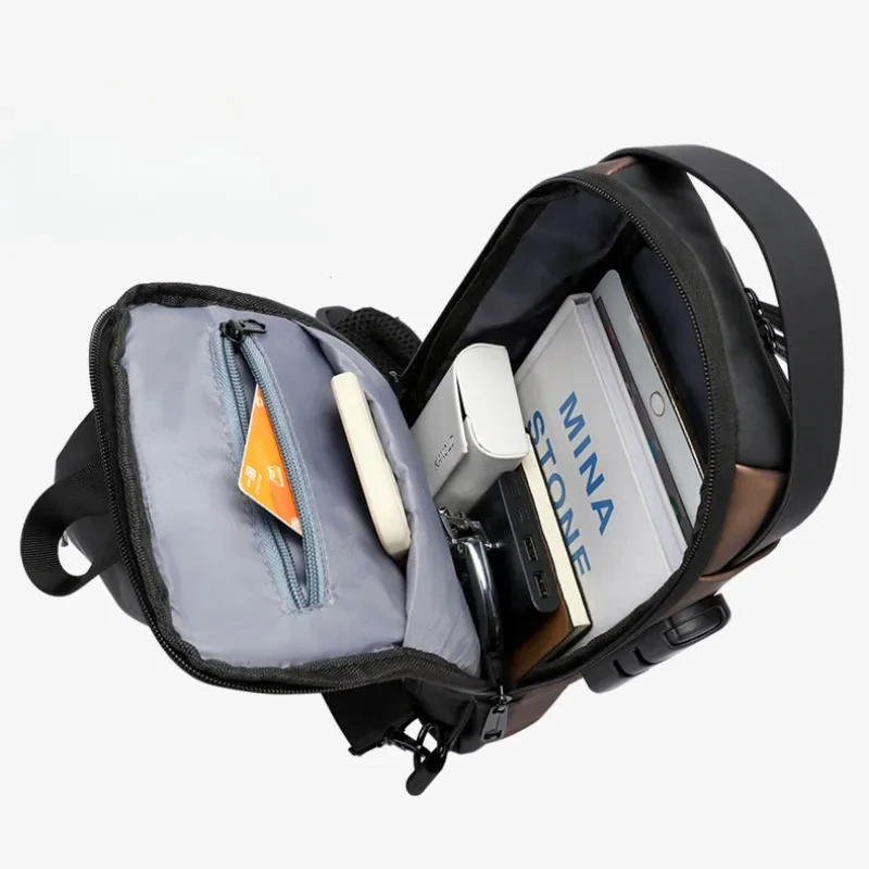 Men's Bag Password Lock Anti-theft USB Shoulder Bag Man Crossbody Bag Travel Backpack Sling Chest Bags Pack Messenger Pack